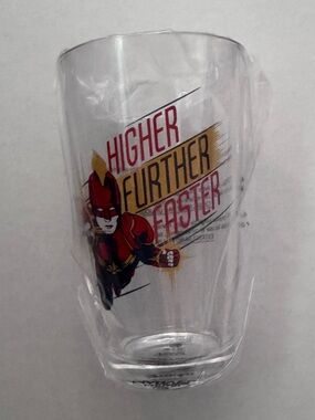 Marvel Captain Marvel Clear Glass with Red and Gold Graphic
